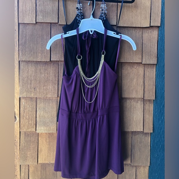 2-Halter Tops Bundle! Apt9 Plum & BWear Black Size-L Embellished Beaded Neckline - Picture 4 of 16